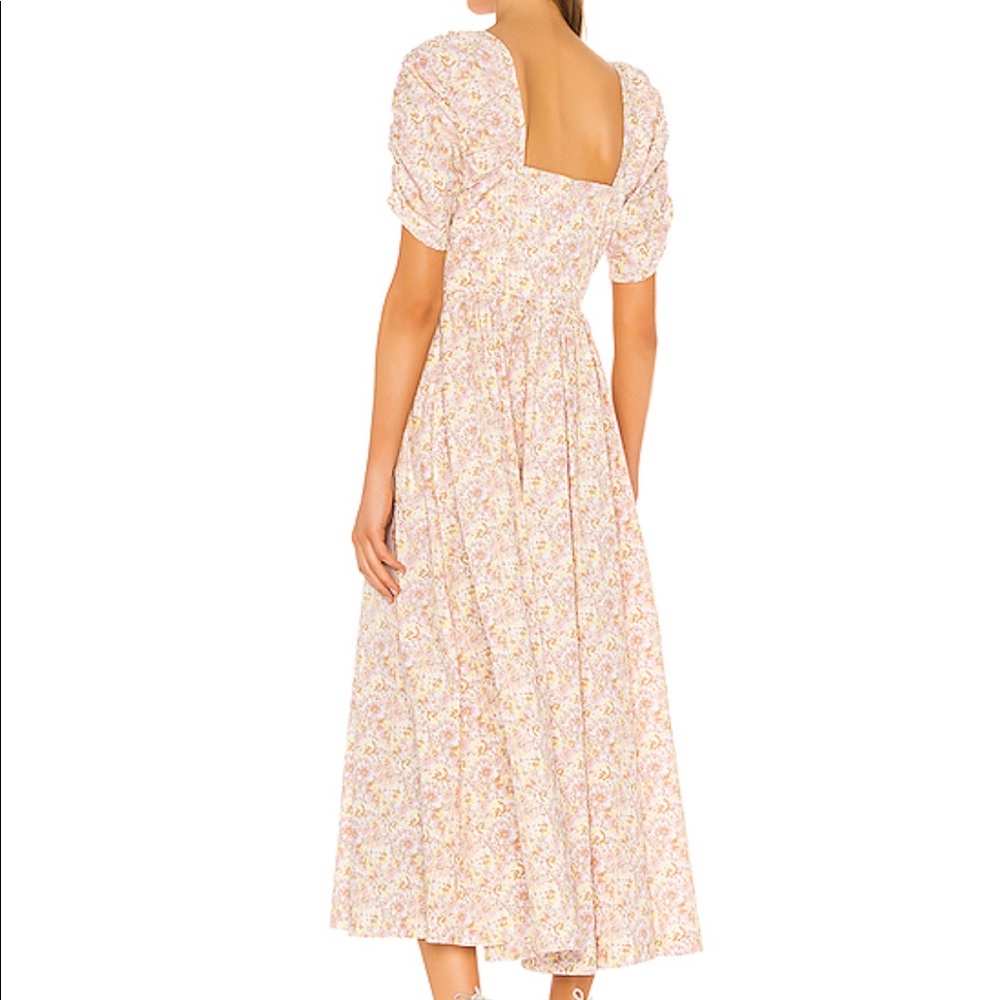 Floral Square-Neck Midi Dress in Light Pink - Picture 2 of 3